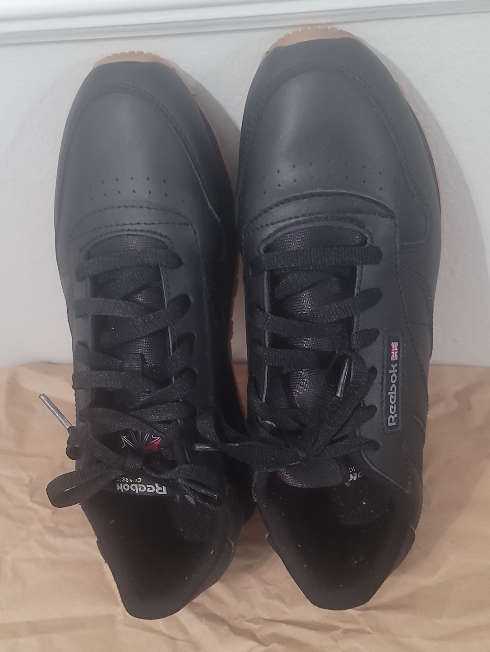 Reebok Classic Leather Black Gum Black Athletic Sneakers